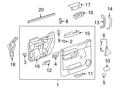 2009 Chevy Silverado 1500 Bezel Assembly, Front Side Door Window Switch *Cashmere Diagram for 25787398