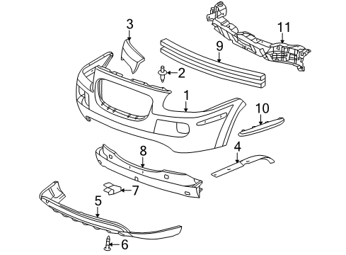 2007 Buick Terraza Front Bumper, Cover Lower (Primed) Diagram for 12336022