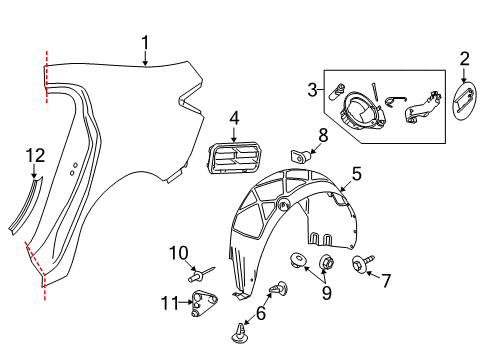 2016 Buick LaCrosse Quarter Panel & Components, Exterior Trim, Trim Diagram