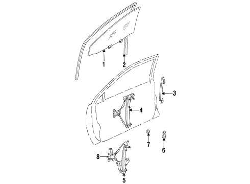 2002 Chevy Prizm Channel,Front Side Door Window Rear Guide Diagram for 94857679