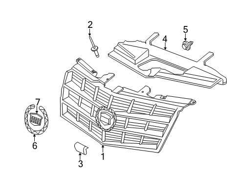 2011 Cadillac CTS Grille & Components Diagram 1 - Thumbnail