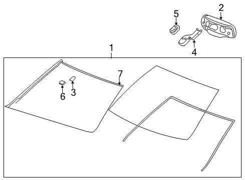 2010 Cadillac CTS Windshield Glass, Reveal Moldings Diagram 1 - Thumbnail