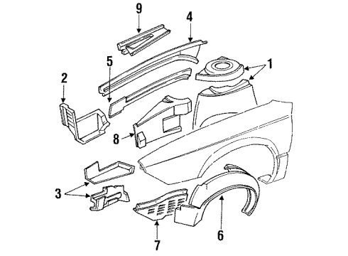 1995 Buick Regal Liner, Front Fender Diagram for 10247416