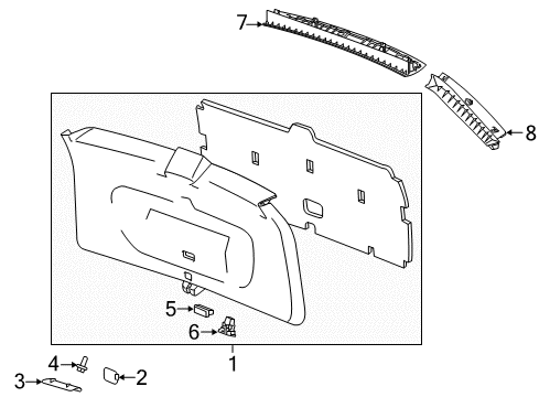 2020 Chevy Traverse Cover, Lift Gate Lower Trim Finish Panel Access Hole *Atmosphere R Diagram for 23349229