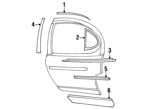 1997 Pontiac Grand Prix Molding Kit,Rear Side Door Lower Diagram for 12455152