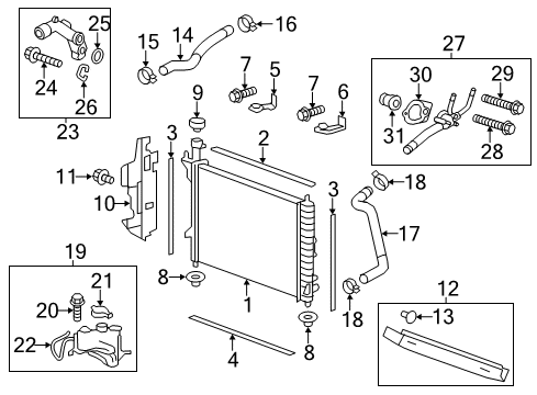 2009 Buick Enclave Radiator & Components Diagram