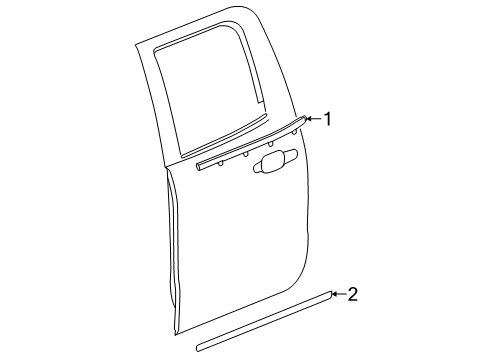 2019 GMC Sierra 2500 HD Exterior Trim - Rear Door Diagram 2 - Thumbnail