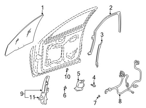 2004 Buick LeSabre Front Door - Glass & Hardware Diagram