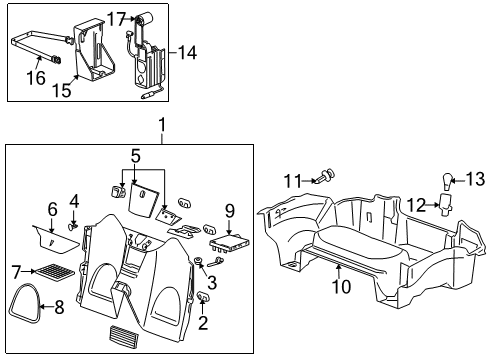 2009 Pontiac Solstice Trim Pkg, Rear Compartment *Black Diagram for 15284613