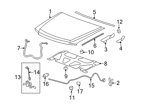 2014 GMC Sierra 3500 HD Hood & Components Diagram