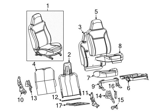 2004 GMC Canyon Pad,Passenger Seat Back Cushion Diagram for 89041580