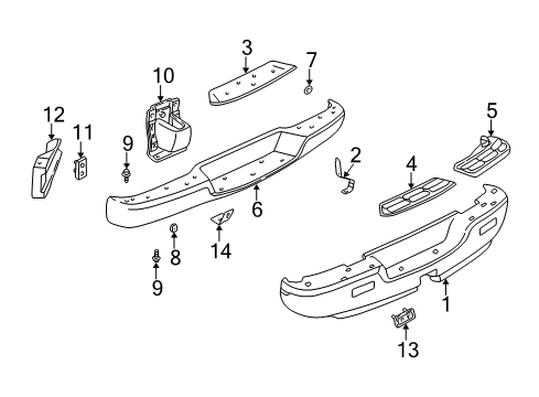 2001 GMC Savana 2500 Bracket Asm,Rear Bumper Fascia Outer Bracket Diagram for 15072538