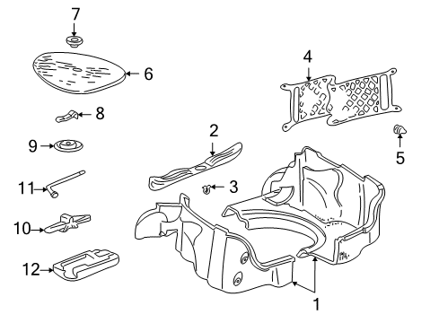 1999 Chevy Malibu Cover Assembly, Rear Compartment Spare Wheel Stowage (W/ Jack Usa*Gry D Hether Diagram for 22657504