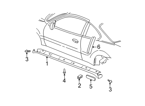 2001 Oldsmobile Alero Exterior Trim - Pillars, Rocker & Floor Diagram 1 - Thumbnail