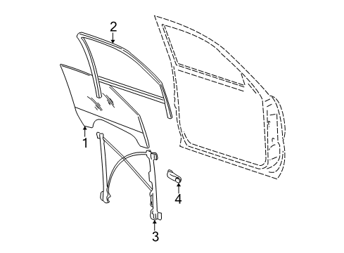 2005 Cadillac Escalade ESV Front Door - Glass & Hardware Diagram