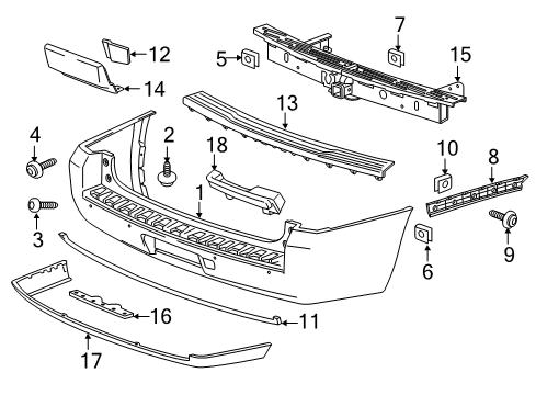 2015 Cadillac Escalade ESV Guide,Rear Bumper Fascia Diagram for 22806431