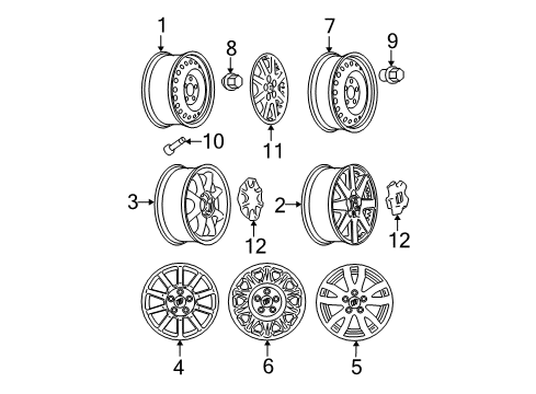 2005 Buick Rendezvous Wheel Rim Assembly, 17X6.5 Steel 52Mm Outside 115.0 Bellcrank *Black Diagram for 9595657