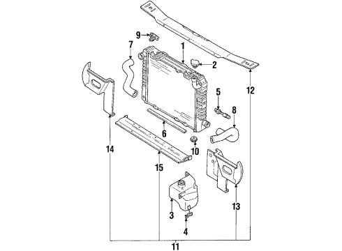 1985 Chevy Spectrum Support Asm,Front End Upper Tie Bar Diagram for 94405442