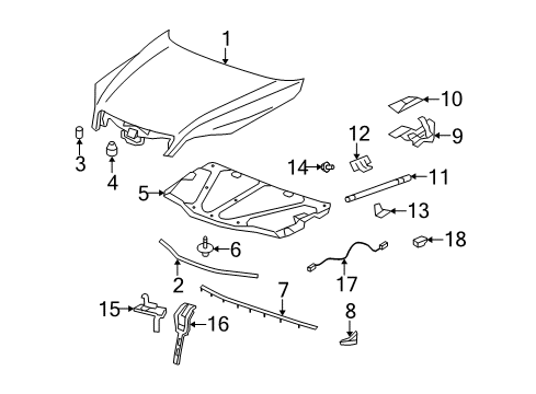 2009 Saturn Vue Hood & Components, Body Diagram 1 - Thumbnail