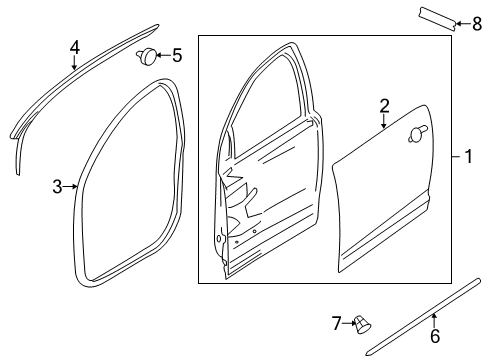 2011 Chevy Caprice Retainer,Rear Side Door Auxiliary Weatherstrip Diagram for 92139204