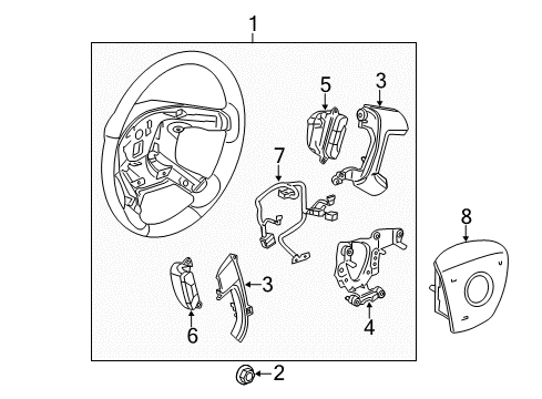 2016 Buick Enclave Steering Wheel Assembly Titanium Grey Heated Leather Diagram for 84088377