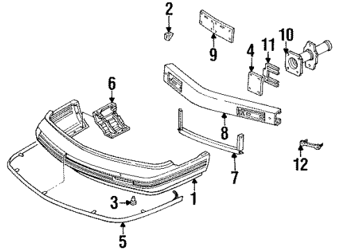 1994 Oldsmobile 98 Pad, Front Bumper Fascia Diagram for 25608961