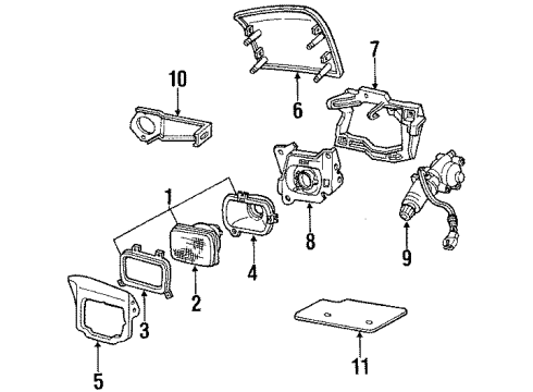 1989 Buick Reatta Head Lamp Capsule Assembly Diagram for 16506766