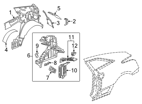 2016 Cadillac ELR Inner Structure - Quarter Panel Diagram