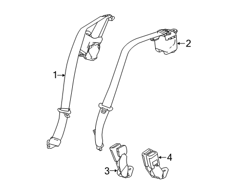 2024 Cadillac XT4 RETRACTOR KIT-R/SEAT BELT *JET BLACK Diagram for 42816740