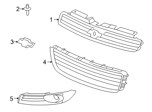 2015 Chevy Impala Limited Grille & Components Diagram