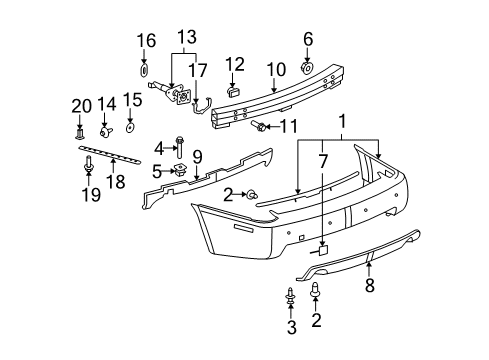 2007 Cadillac STS Rear Bumper Diagram