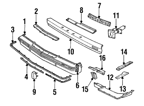 1984 Pontiac 6000 Bracket Assembly, Front Bumper Energy Abs Diagram for 10019589