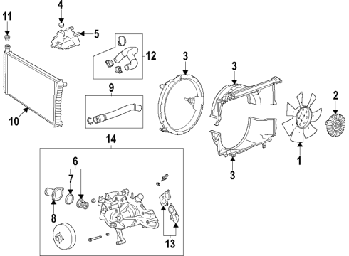 2023 Chevy Express 2500 Clutch Assembly, Fan Blade Diagram for 84595910