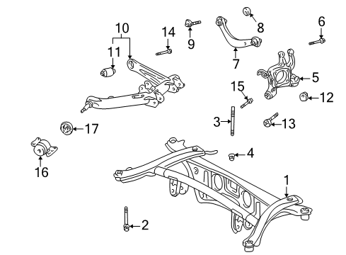 2005 Pontiac Vibe Rear Suspension, Control Arm Diagram 2 - Thumbnail