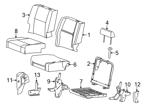 2014 Chevy Silverado 3500 HD Rear Seat Components Diagram