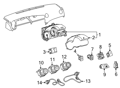 2010 Pontiac Vibe Instrument Panel Gage CLUSTER Diagram for 19184117