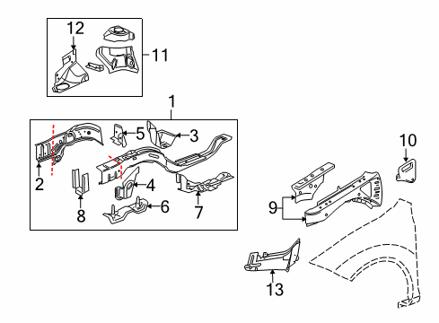 2007 Pontiac G5 Structural Components & Rails Diagram