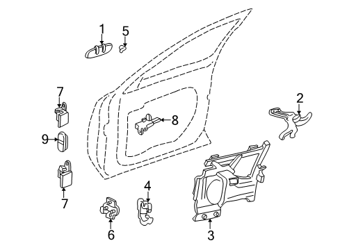 2000 Buick Park Avenue Front Door Module Latch Assembly Diagram for 16637840