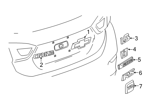 2019 Chevy Cruze Plate Assembly, Rear Compartment Lid Engine Name Diagram for 23377925