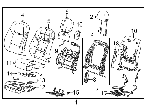 2017 Cadillac CTS Driver Seat Components Diagram 3 - Thumbnail