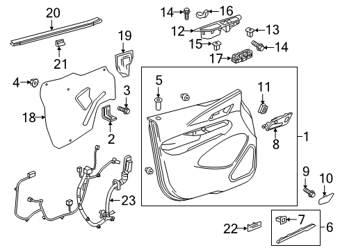 2019 Chevy Bolt EV Plate, Front Side Door Armrest Switch Mount *Jet Black Diagram for 42508008