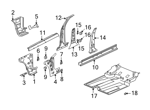 2002 Buick Park Avenue Panel Asm,Center Pillar Outer <Use 1C4J 1000A> Diagram for 25661046