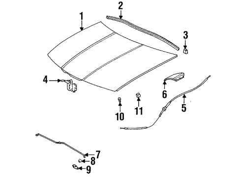 1996 Saturn SC1 Hood & Components, Body Diagram