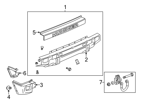 2003 Hummer H2 Rear Bumper Cover Upper Diagram for 12335667