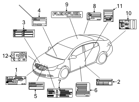 2014 Buick LaCrosse Information Labels Diagram