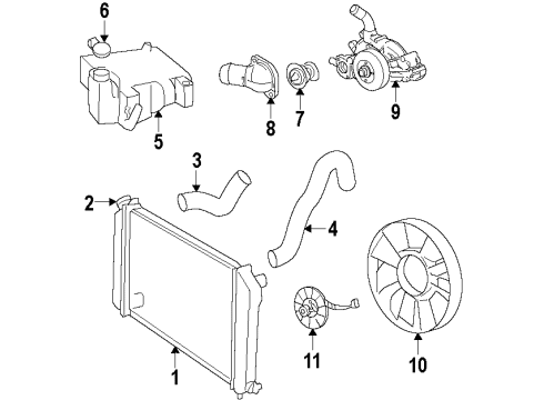 2011 GMC Canyon Cooling System, Radiator, Water Pump, Cooling Fan Diagram 7 - Thumbnail