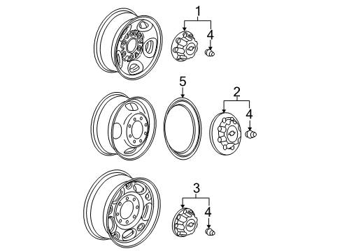 2008 GMC Sierra 3500 HD Wheel Covers & Trim Diagram