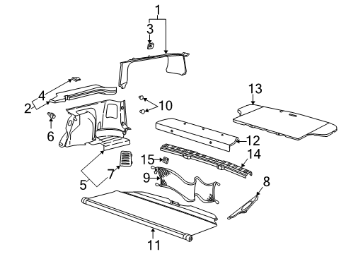 2000 Saturn LW1 Cover,Tail Lamp Access Hole *Light Oak Diagram for 90440432