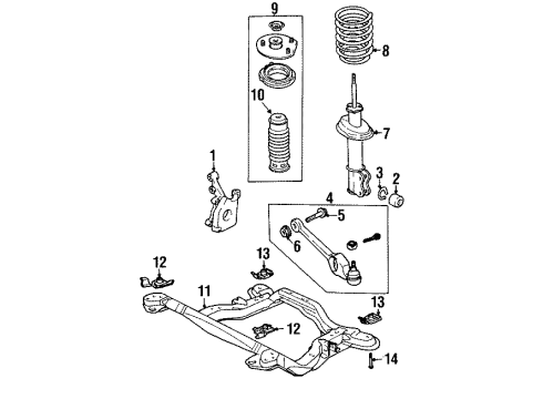 1998 Saturn SL Front Lower Control Arm Kit Diagram for 21010856