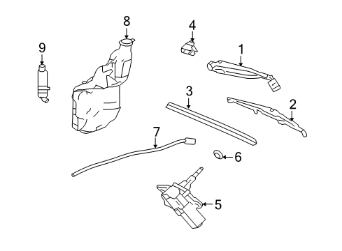 2004 Cadillac SRX Lift Gate - Wiper & Washer Components Diagram